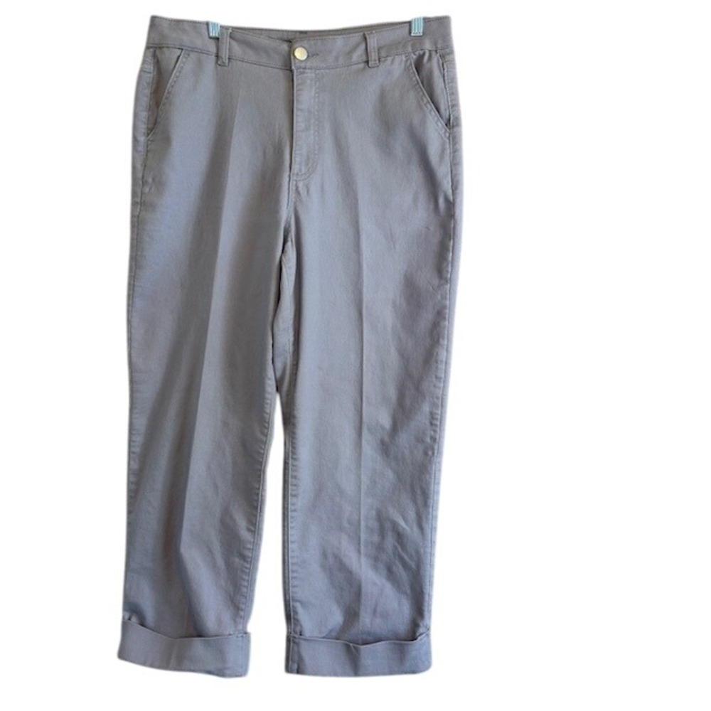 D. Jeans Women's Gray Cuffed Hem Cropped Stretch Pants 14